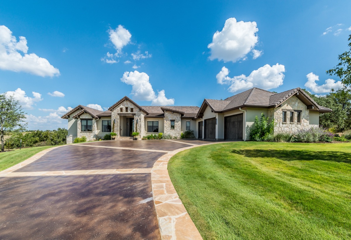 Home with beautiful driveway